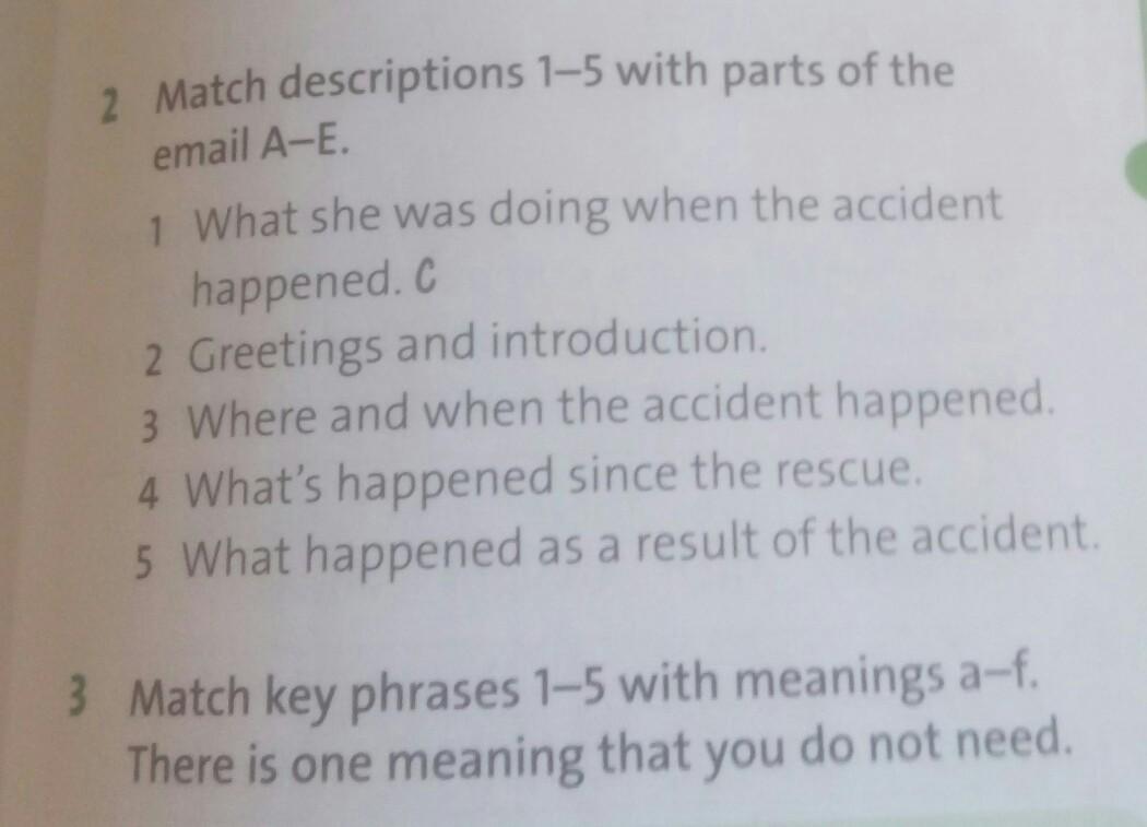 Match the descriptions to the answers