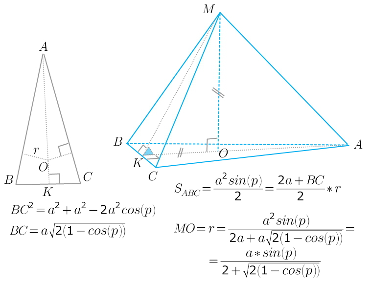Основание пирамиды прямоугольный треугольник катеты которого равны. Двугранный угол при основании пирамиды. Пирамида МАВС. Пирамида с основанием прямоугольный треугольник. В основании пирамиды МАВС.