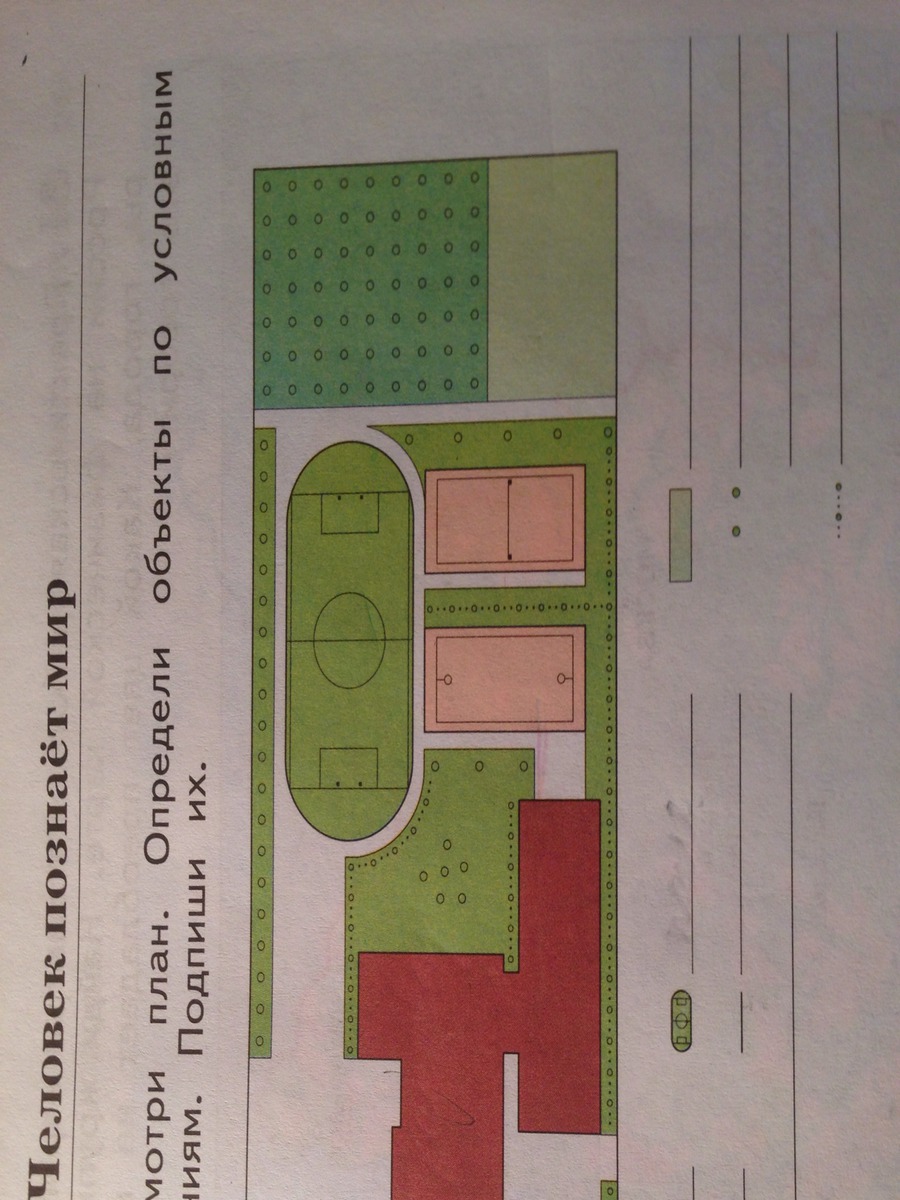 План двора окружающий мир 3 класс фото Рассмотри план. Определи объекты по условным обозначениям. Подпиши их.
