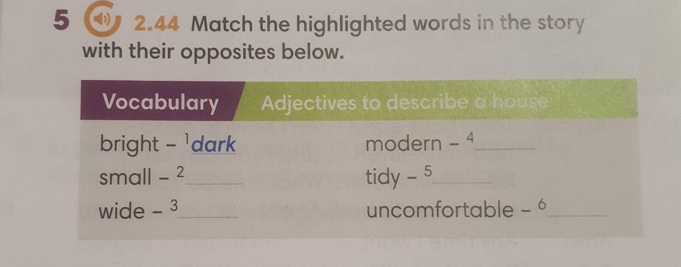 Match the highlighted words with their