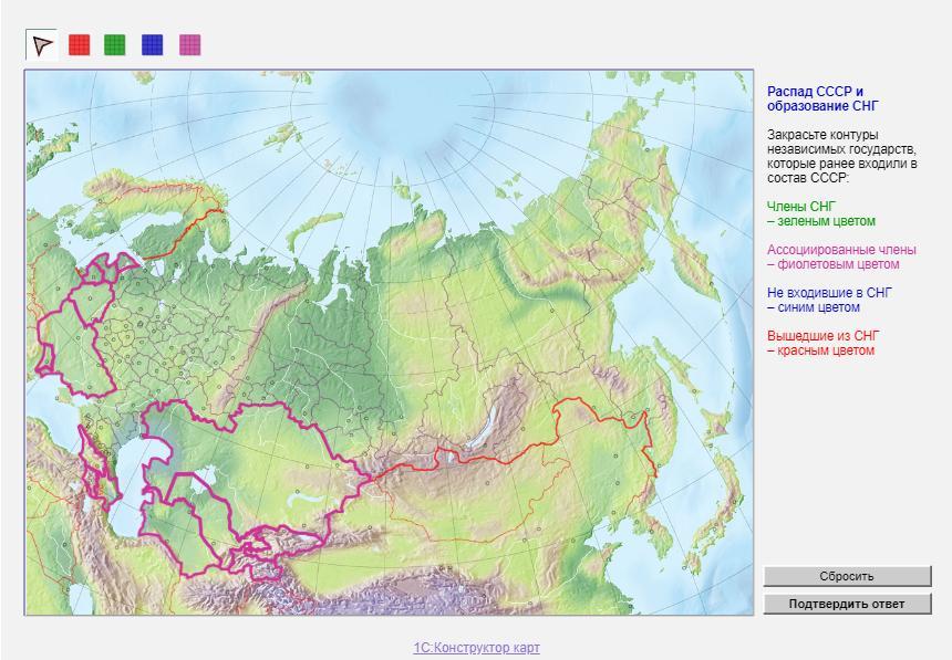 Распад ссср и образование снг карта