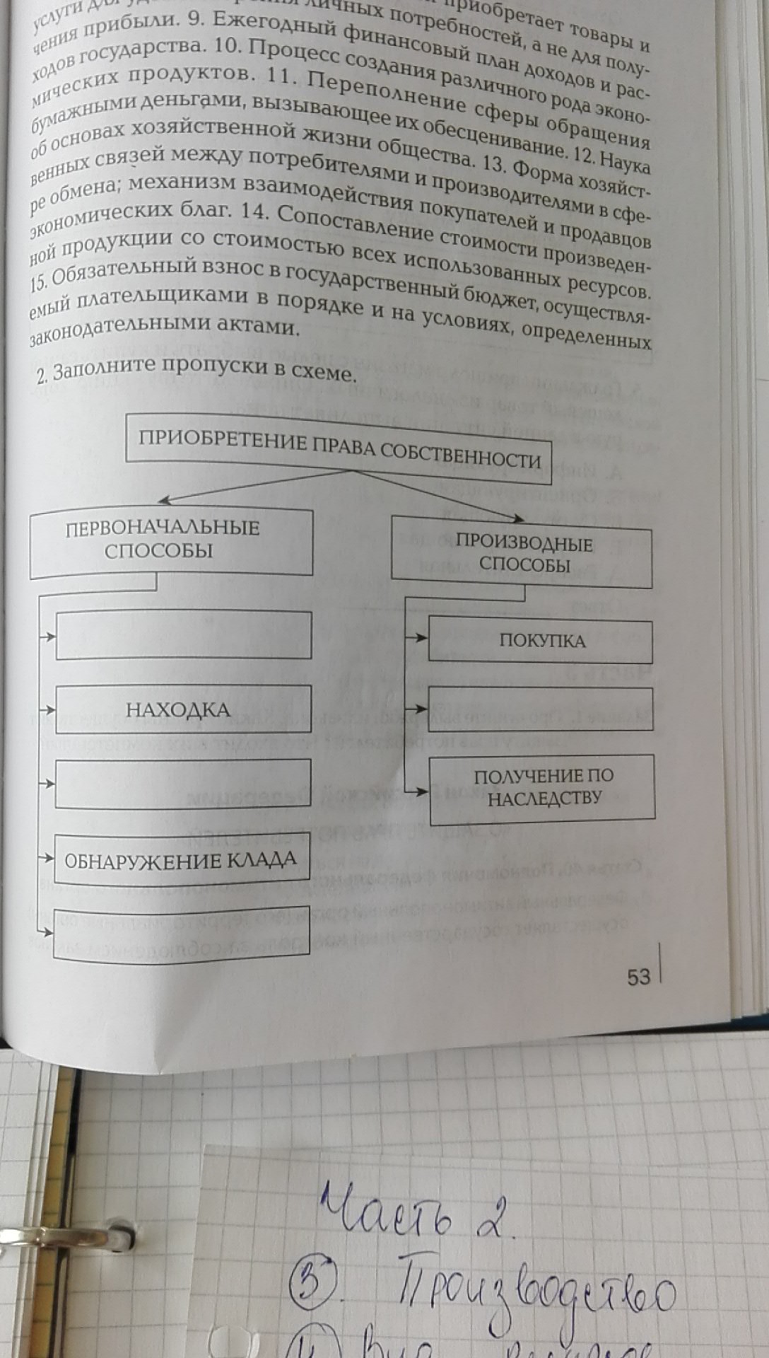 Заполните пропуски в схеме приобретение права собственности