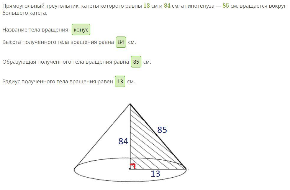 Конус получается при вращении вокруг катета