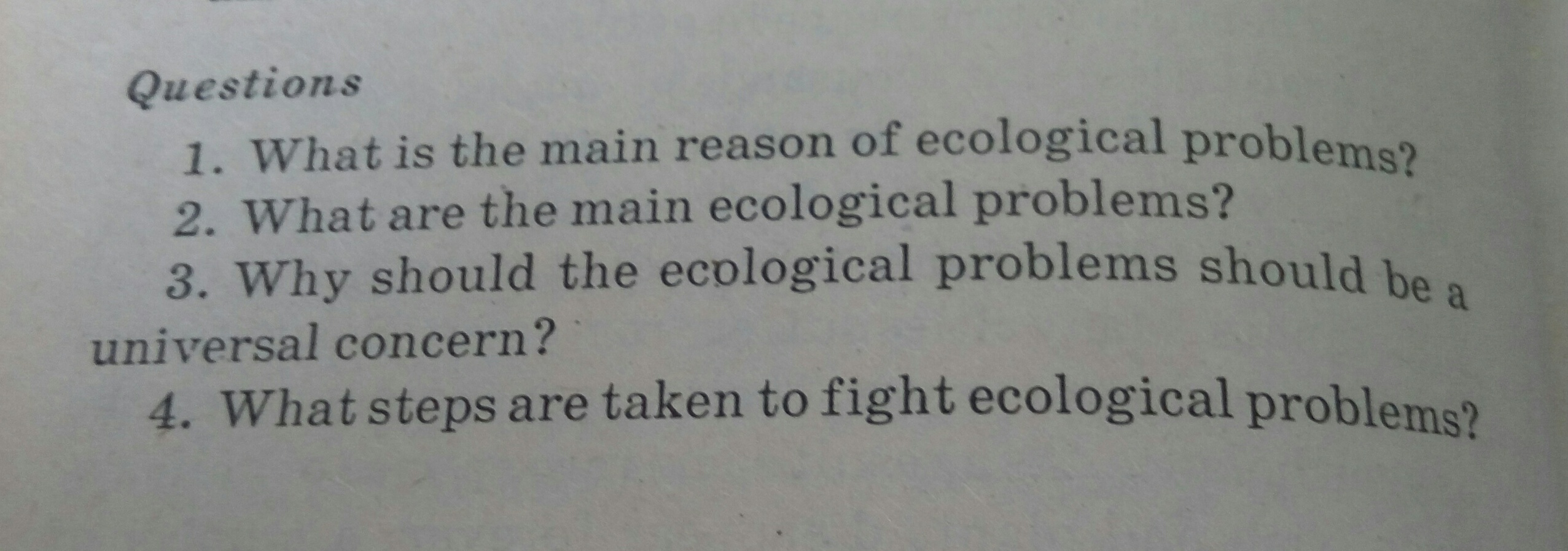 What is main reason of ecological problems