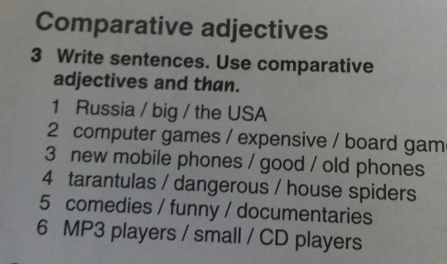 Write sentences use comparative