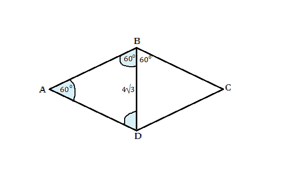 Сумма двух углов ромба равна. Ромб с углом 60 градусов. Диагональ ромба равна а корень 3. Диагональ ромба с углом 60. Меньшая диагональ ромба 4 корней из 3 один из углов 60 градусов.