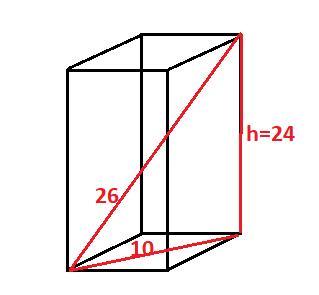 Диагональ правильной четырехугольной призмы равна 26. Высота четырехугольной Призмы. Высота правильной четырехугольной Призмы. Теорема Пифагора четырёхугольной Призмы. Как найти высоту Призмы четырехугольной.