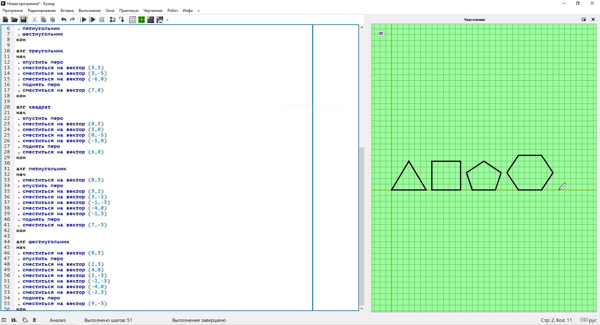 Программа рисования фигур. Алгоритм построения треугольника в чертежнике. Пятиугольник кумир чертежник. Алгоритм построения правильного треугольника в чертёжнике. Алгоритм квадраты в чертежнике кумир.