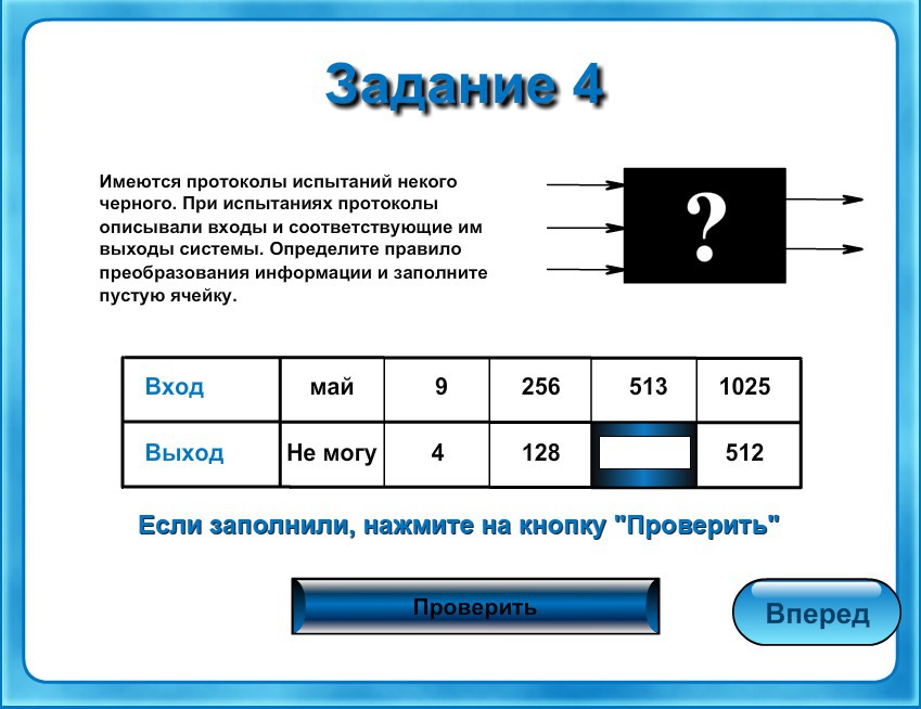 Какой из вариантов соответствует. Имеются протоколы испытаний некого чёрного ящика. Черный ящик Информатика. Задание по информатике черный ящик. Черный ящик Информатика 6 класс.