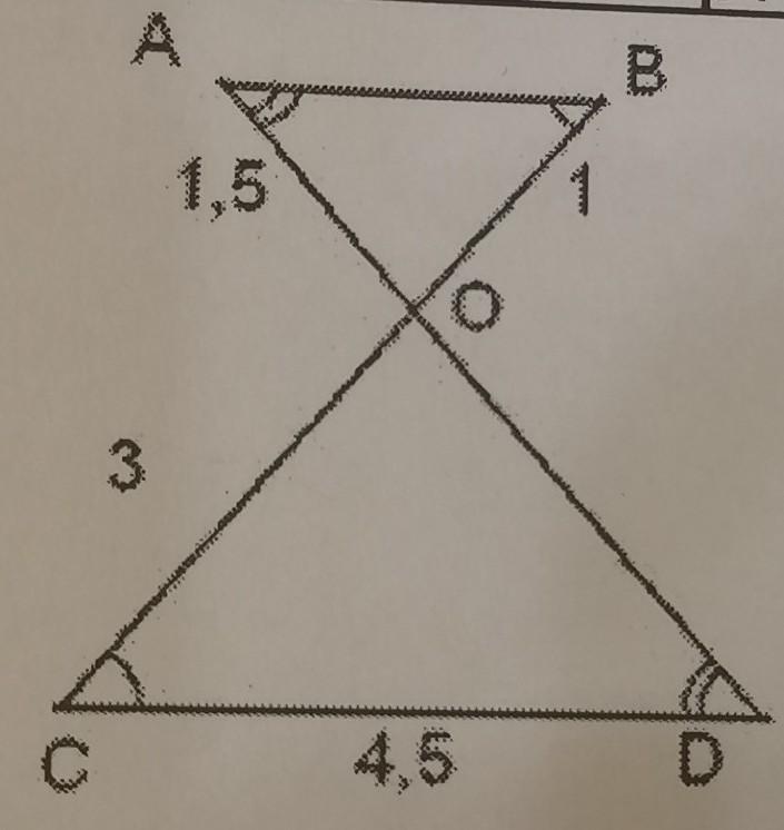 Известно что ab параллельно cd. На рисунке ABC CDE ab и CD являются сходственными сторонами тогда. Задан рисунок в в будут ли треугольники АОВ И сов подобными.