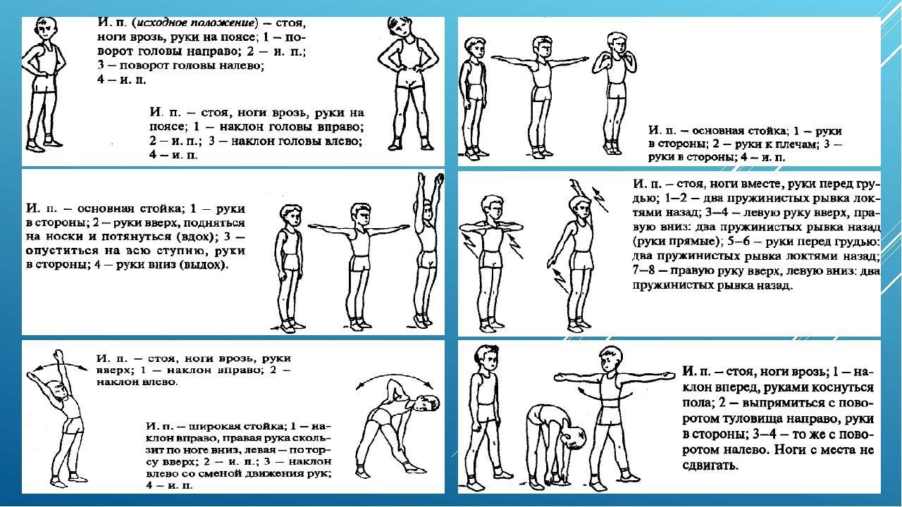 Комплексы упражнений по физкультуре с картинками