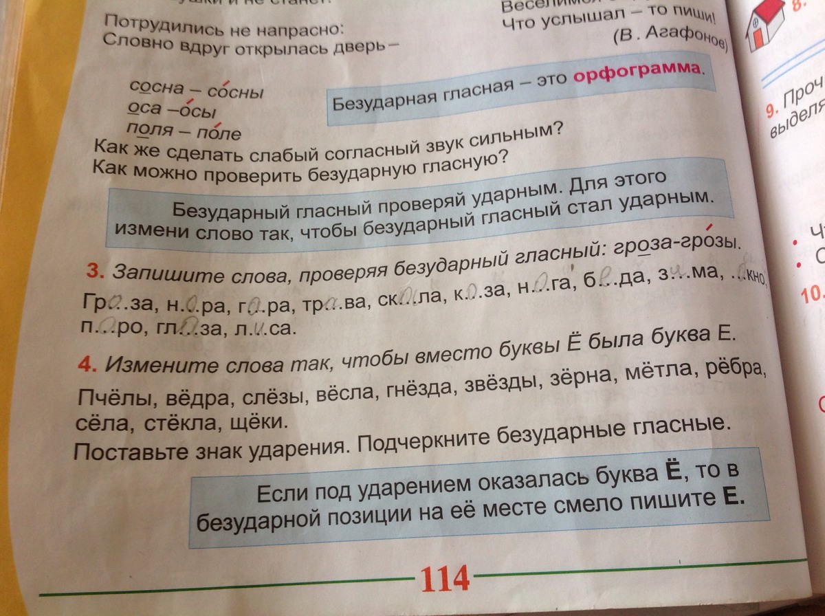 Измените слова так чтобы вместо буквы е была буква е