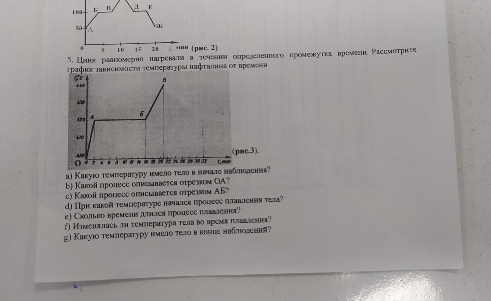 На рисунке представлен график зависимости нафталина