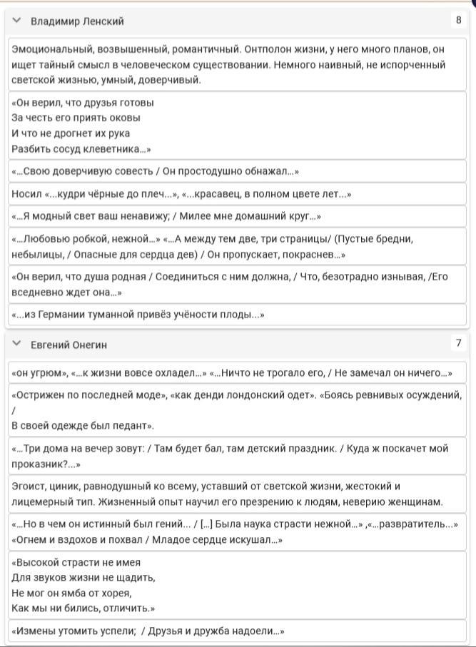 Распределите характеристики по группам в таблицу