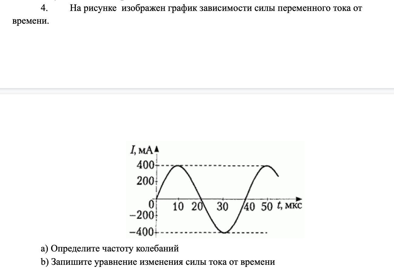 На рисунке показан график зависимости силы тока в металлическом проводнике от времени определите 8гц