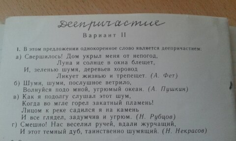 Контрольная работа по теме деепричастие 7