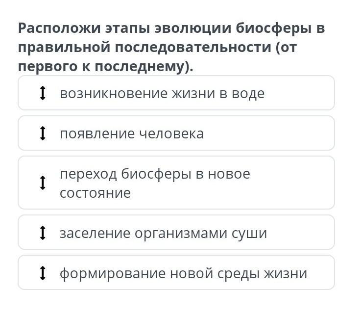 Последовательность ответы. Расположите этапы. Этапы последовательности этапов эволюции биосферы. Расположи в правильной последовательности этапы возникновения жизни. Расположите этапы развития игры в правильной последовательности..