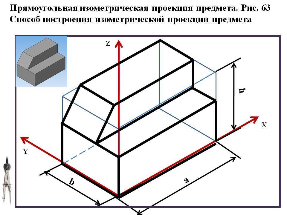 В каком порядке выполняется чертеж модели изображенной в аксонометрической проекции