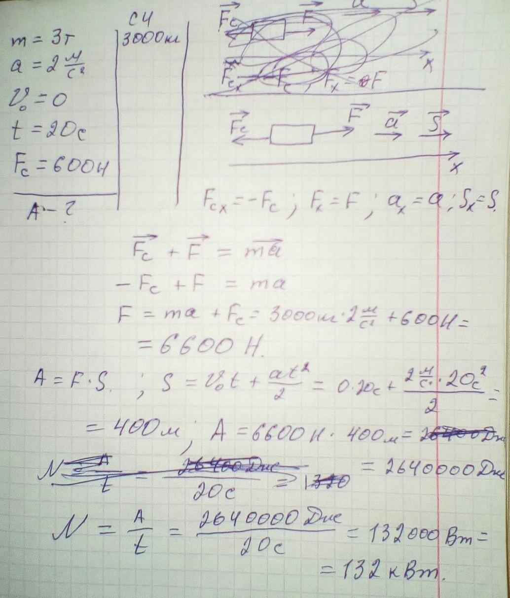 Автомобиль массой 3 т движется