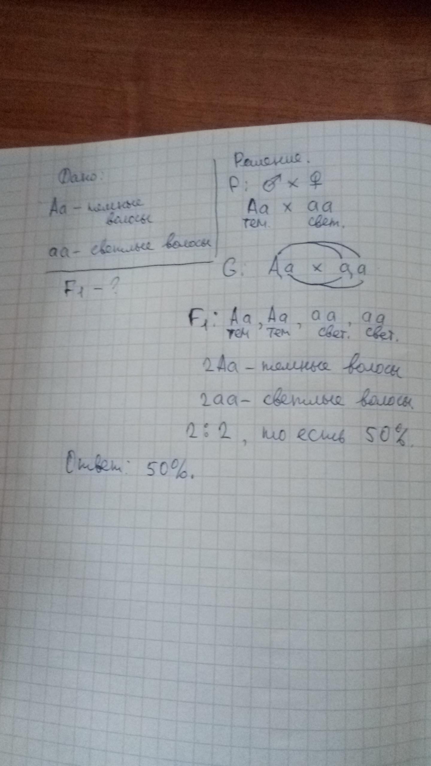 У человека темные волосы доминируют над светлыми. Какова вероятность рождения у темноволосых. Какова вероятность в % рождения у темноволосых родителей АА.