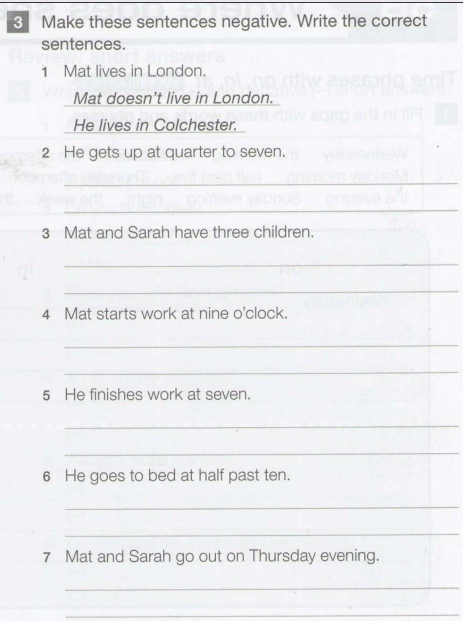 Write the sentences in correct order. Make these sentences negative. write negative sentences.
