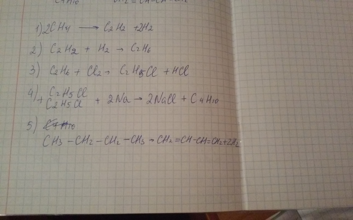 Осуществите химические превращения согласно схемам метан этилен этан хлорэтан бутан изобутан