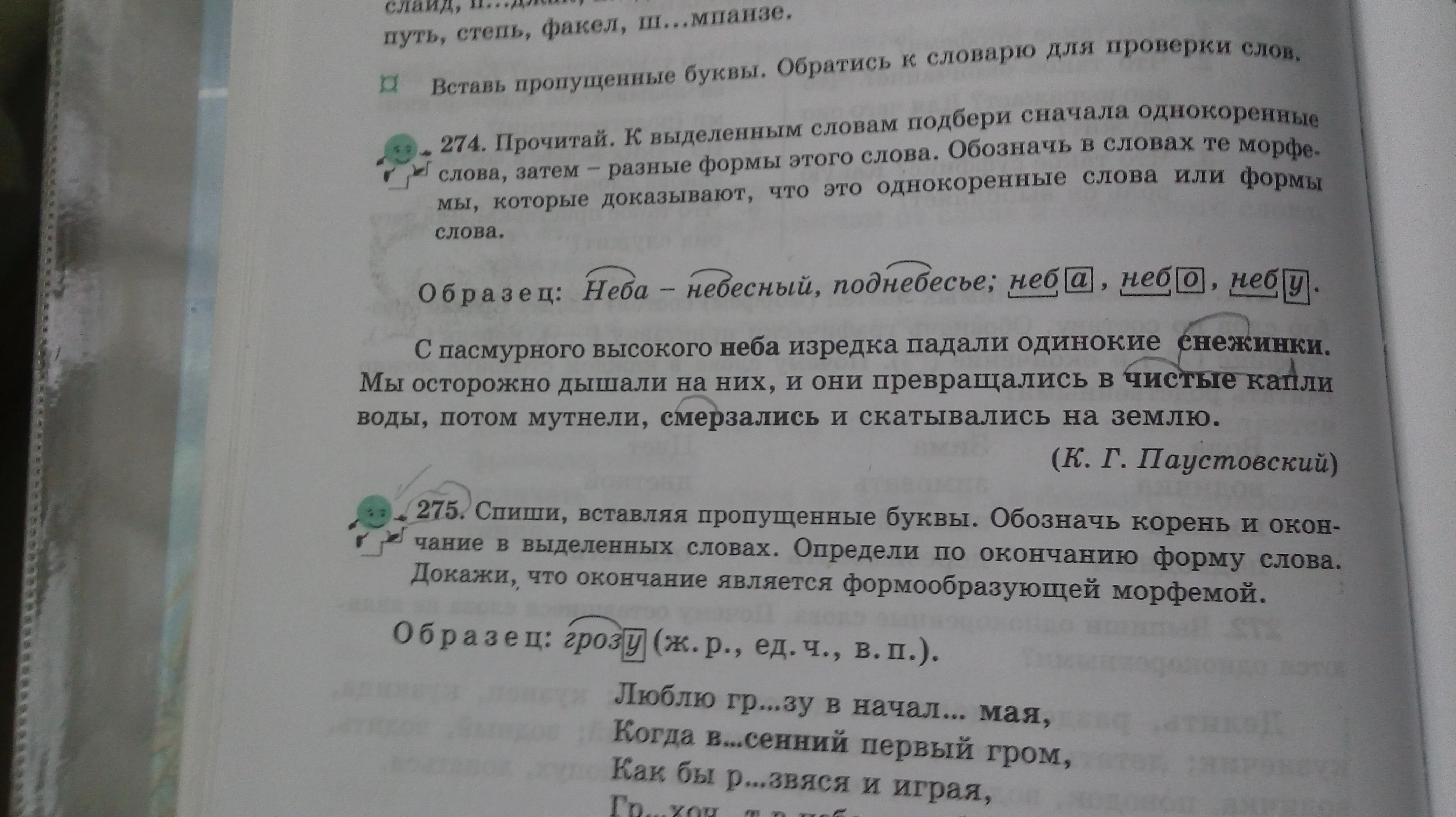 Спишите вставляя пропущенные буквы уж тает снег