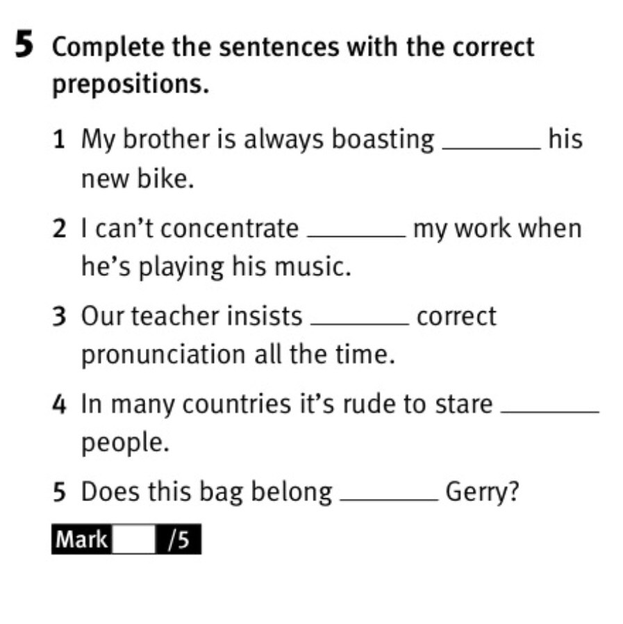 Complete the sentences 5 класс рабочая тетрадь. B2 дополните предложения тест.