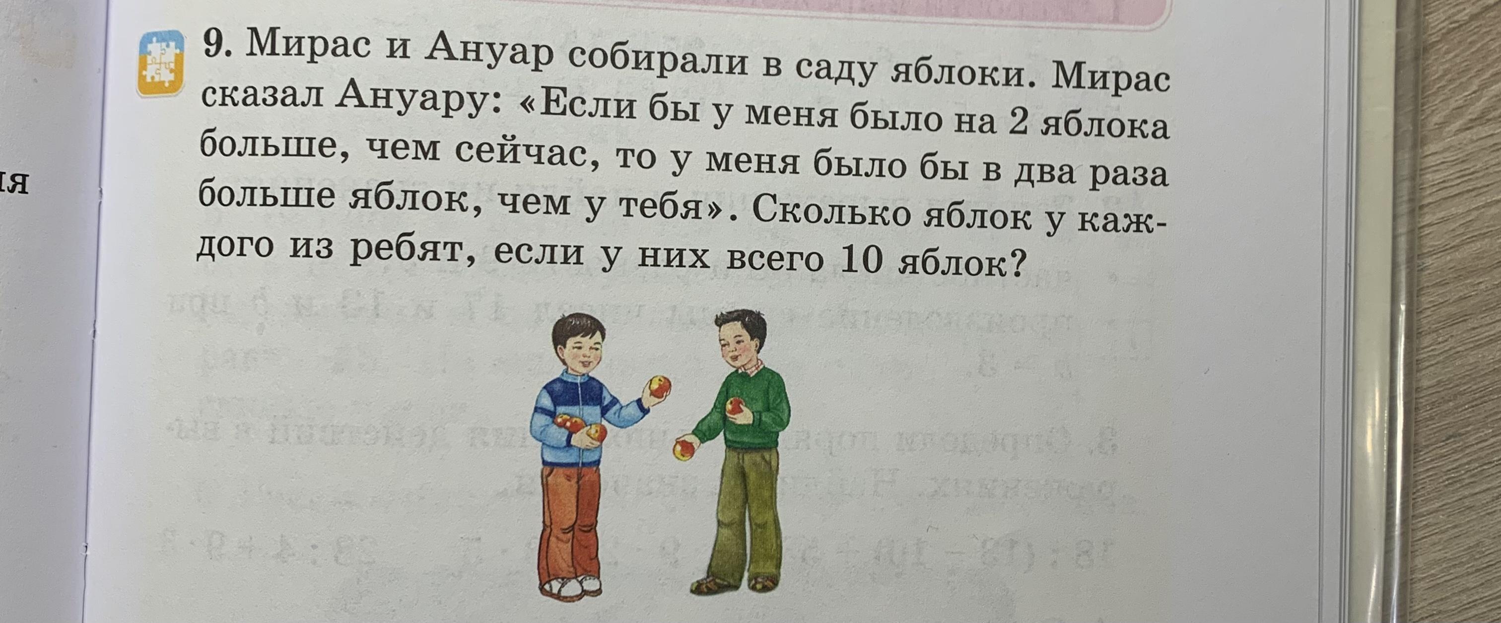 Мирас и ануар собирали в саду яблоки