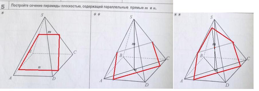 Построить сечение пирамиды плоскостью