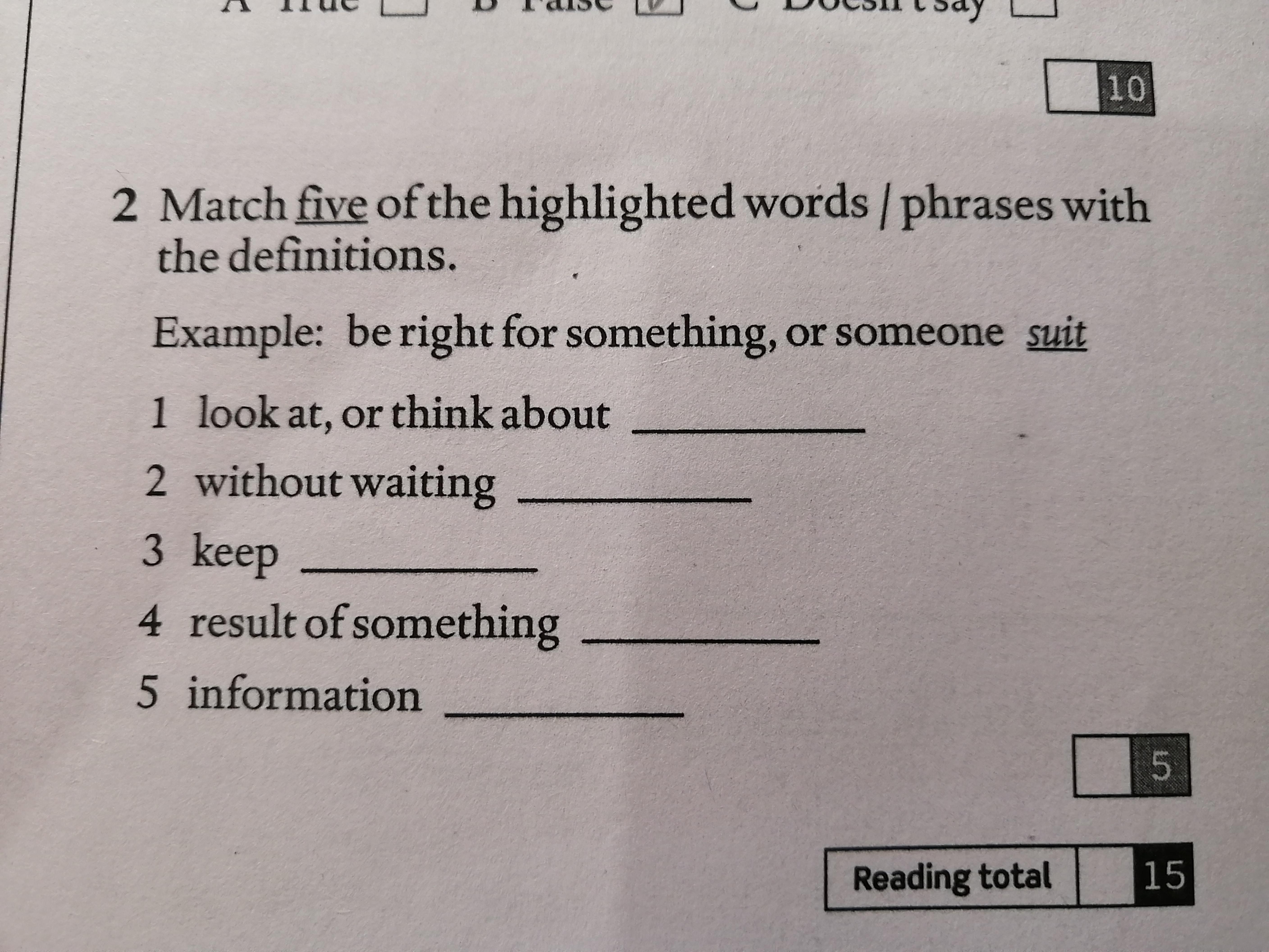 Match the words phrases to their descriptions