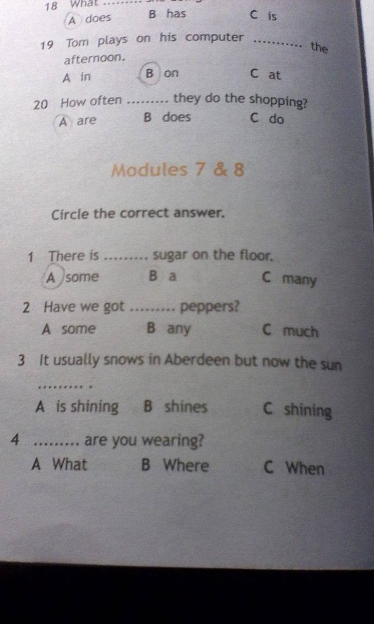Circle the correct answer a or b