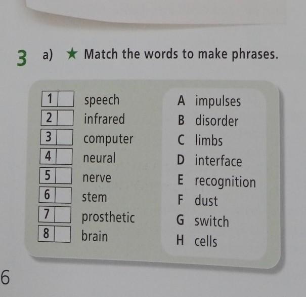 Match the Words to make phrases.