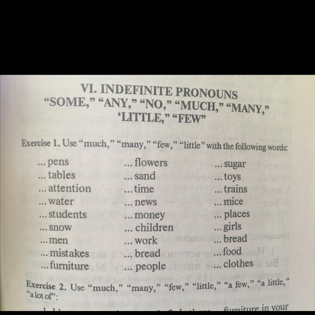 Some any few little much many. Here is a Vocabulary Network can you complete it with the following Words.