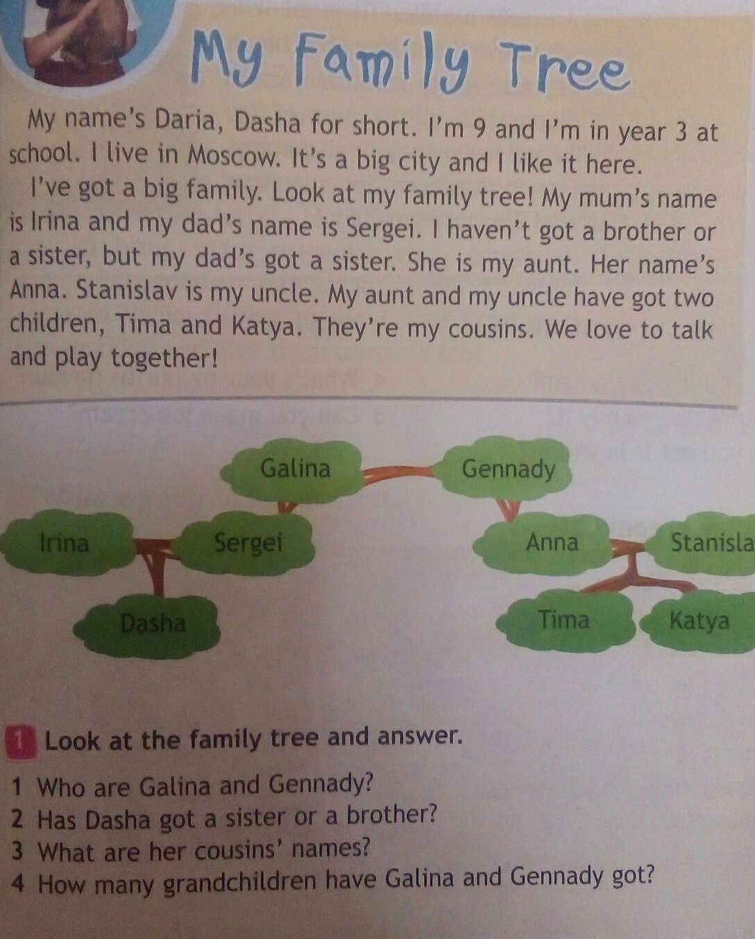 Look at this tree. Who are Galina and Gennady перевод. Look at my Family Tree перевод на русский. Look at the Family Tree and answer. Как переводится who are Galina and Gennady.