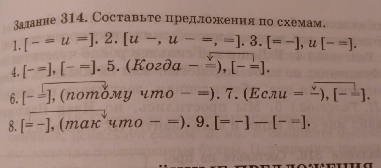 Номер 314 4 класс. Составьте предложения по схемам 314.