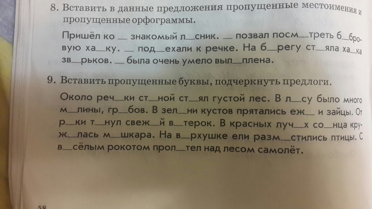 Вставьте пропуски в предложении