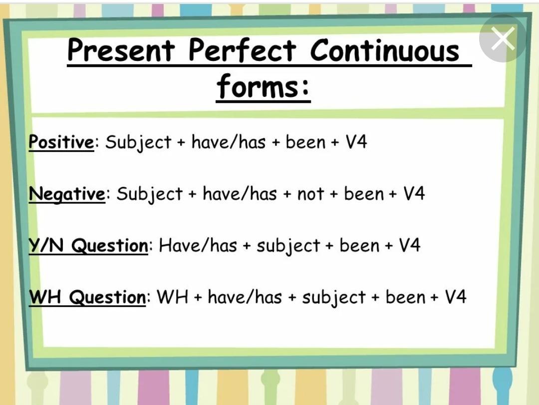Use the continuous tense forms. Present perfect континиус. Present perfect Continuous в английском. Present perfect Continuous формула образования. Present past perfect Continuous употребление.