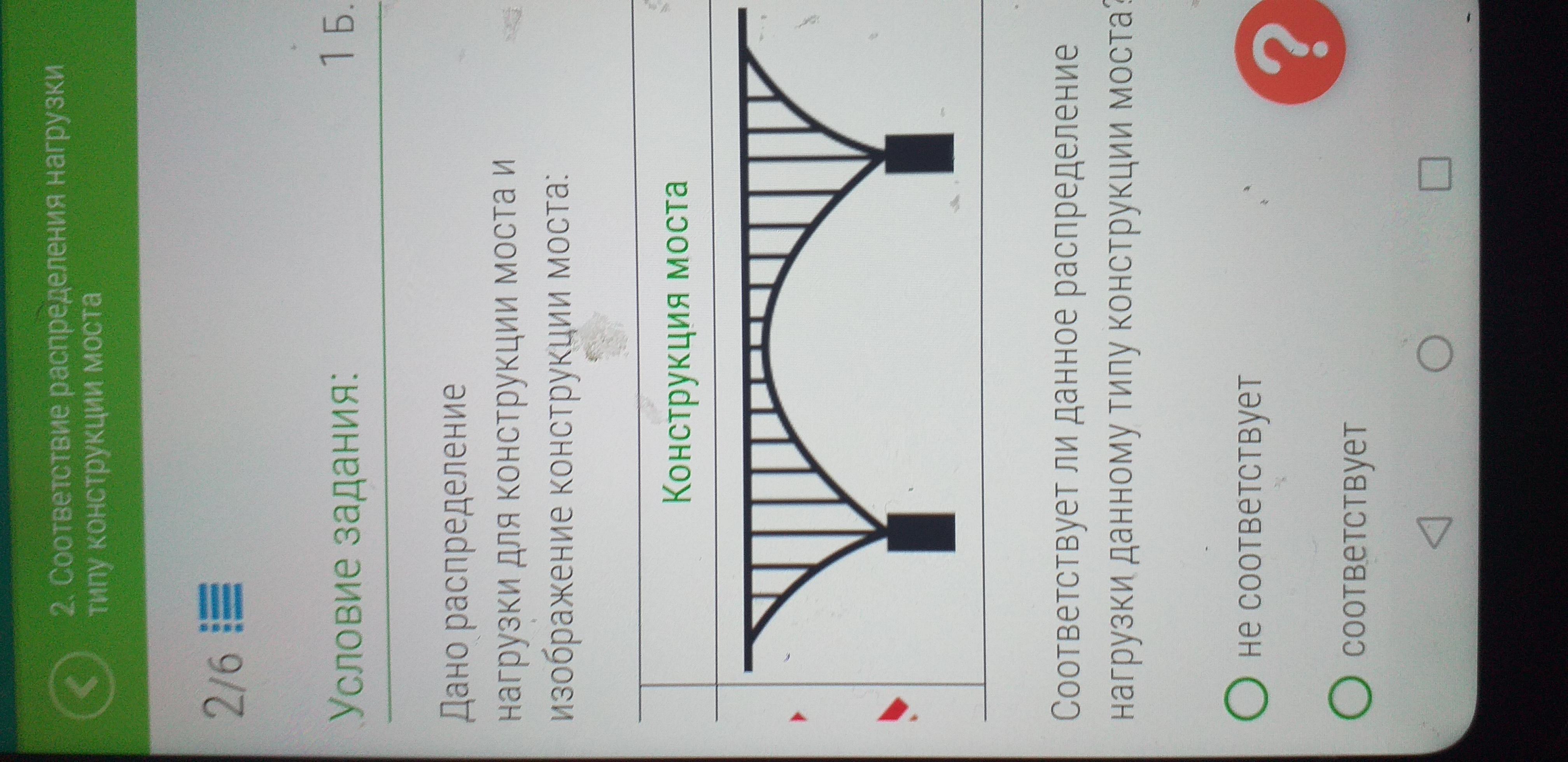 Дано распределение нагрузки для конструкции моста и изображение конструкции моста
