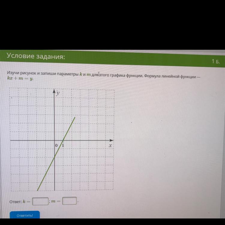 Изучи рисунок и запиши параметры k и m для этого графика