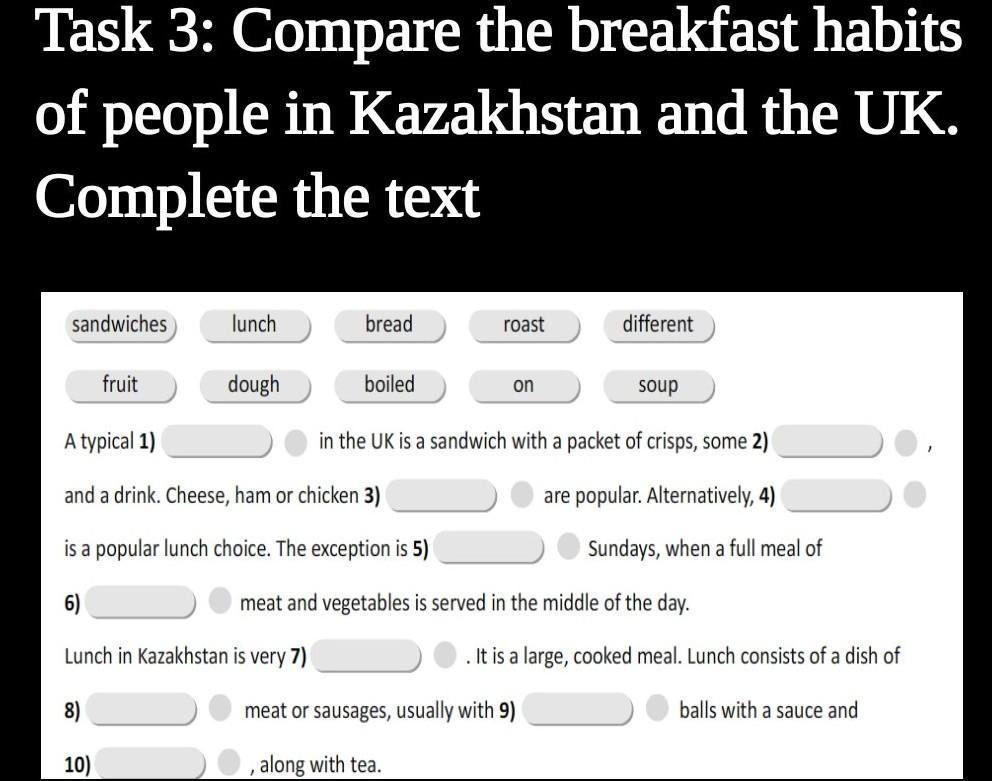 Task 3 complete the questions. Task 3.