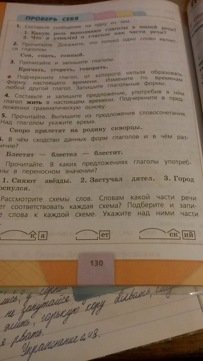 Подберите и запишите слова к каждой схеме укажите над ними части речи