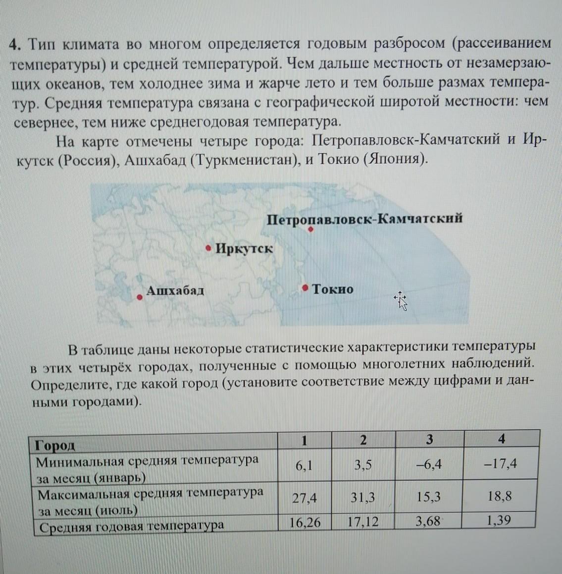 Тип климата во многих определяется годовым разбросом. Тип климата во многом определяется годовым.