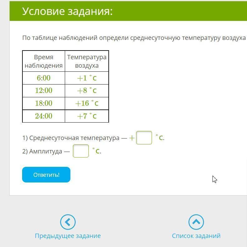 Ответы Mail.ru: Подскажите как рассчитать среднесуточную температуру воздуха