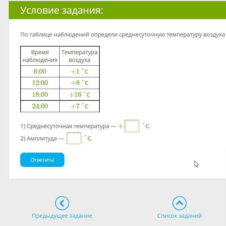 По таблице определи среднесуточную температуру воздуха и амплитуду. Рассчитай среднесуточную температуру пользуясь данными в таблице. Длительность сосредоточенного наблюдения как определить. Таблица слежением за холодильниками. По таблице наблюдений определите среднесуточную температуру воздуха