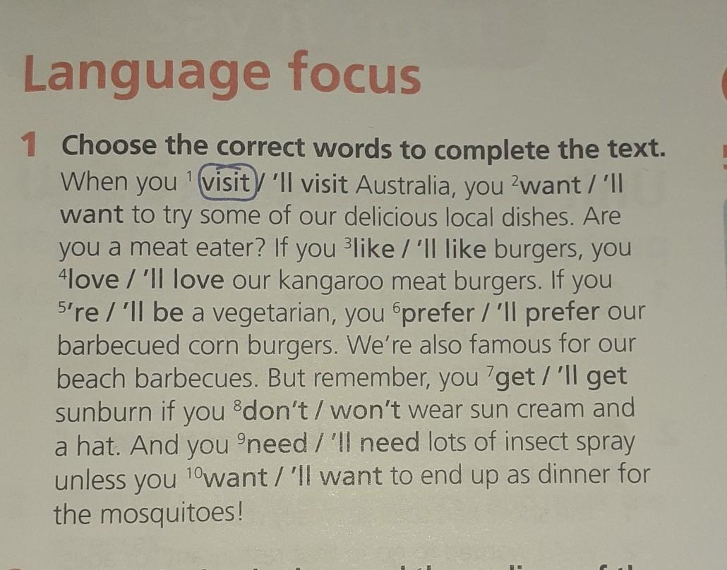 Complete the text with correct words. 1 choose the correct word.