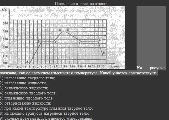 На рисунке 267 показано как со временем изменяется температура при нагревании и охлаждении свинца в