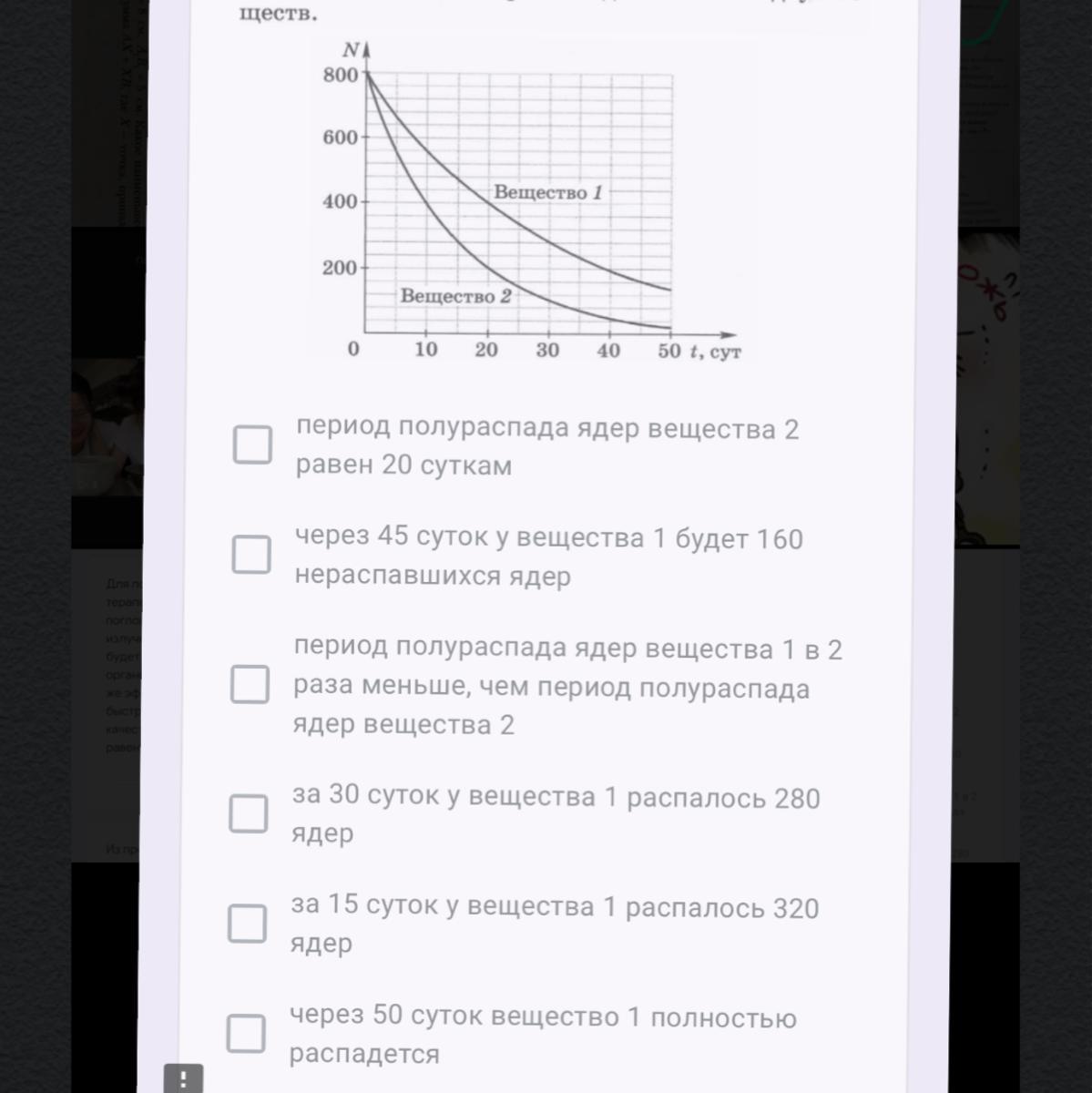 На рисунке дан график зависимости числа нераспавшихся ядер изотопа франция