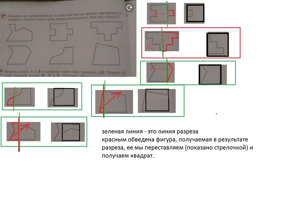 Каждую из изображенных. Каждую фигуру можно превратить в квадрат сделав только один разрез. Каждую из изображенных на рисунке фигур можно превратить в квадрат. Какие разрезы можно сделать из квадрата. Квадрат в разрезе рисунок.