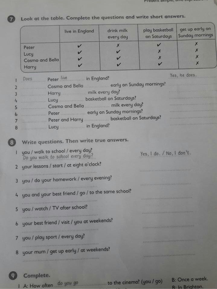 Answer the questions using short answers. Английский язык complete the Table. Write the short form 3 класс ответы английский. Write questions and answers. Complete the questions and answers 5 класс ответы.